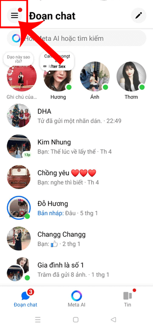 Nhấn vào biểu tượng ba dấu gạch ngang