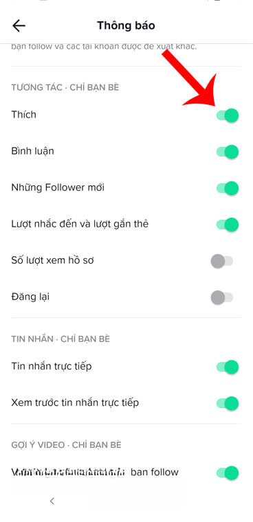  Chỉnh thông báo trong hai mục: Tương tác - chỉ bạn bè và Tin nhắn - chỉ bạn bè