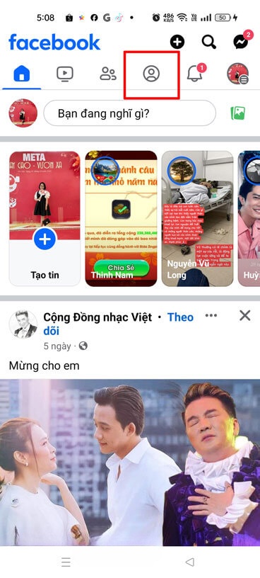 Truy cập vào trang cá nhân Facebook