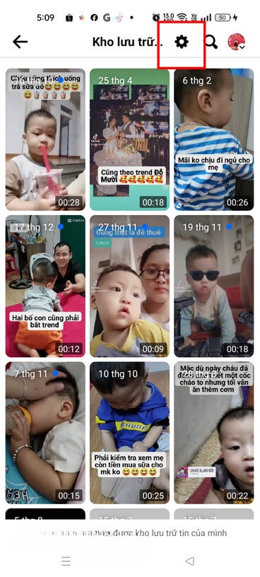 Chạm vào biểu tượng cài đặt