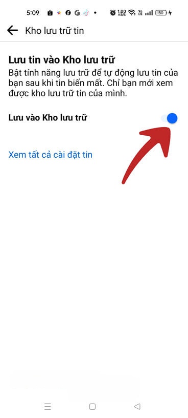 Cài đặt tự động lưu trữ tin