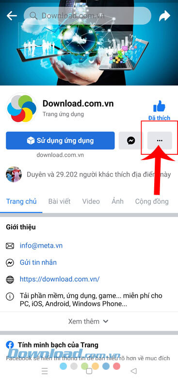 Ấn vào biểu tượng dấu ba chấm