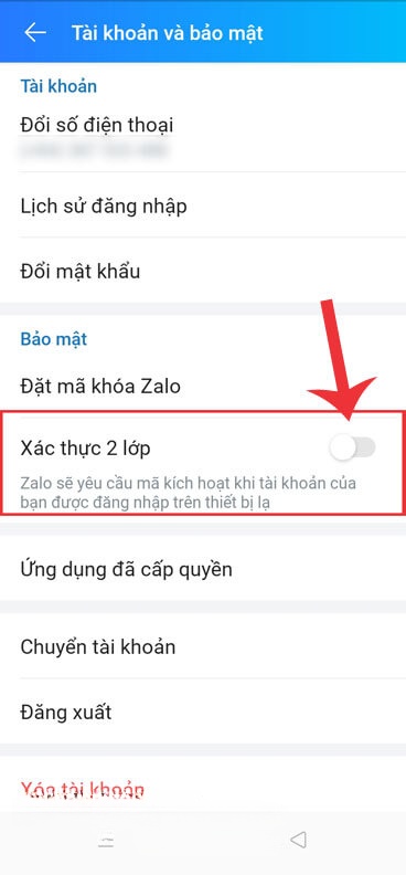 Tắt bỏ xác thực 2 lớp