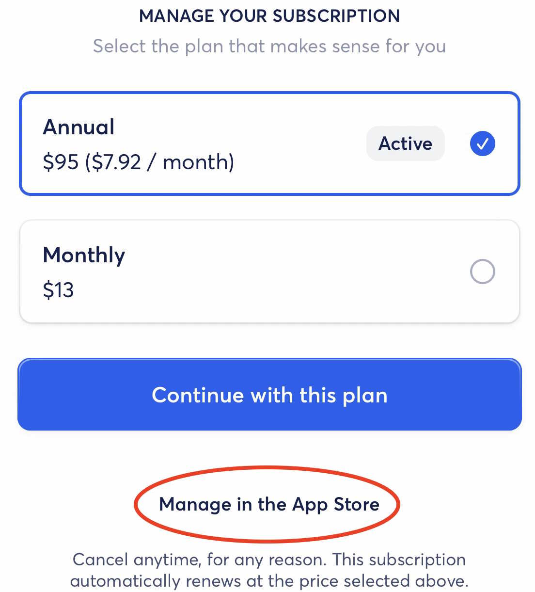Manage in the App Store