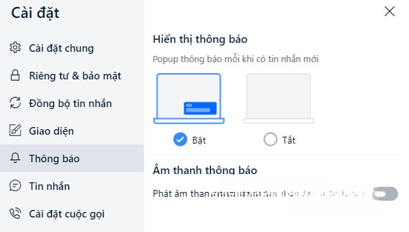 Tắt thông báo Zalo