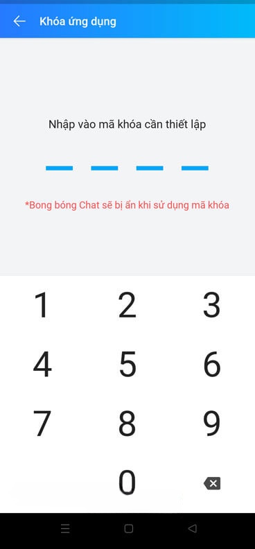 Đặt mật khẩu khóa ứng dụng