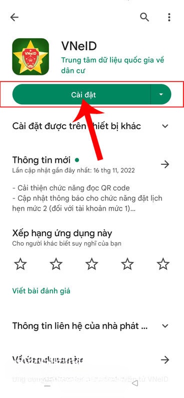 Nhấn vào nút Cài đặt