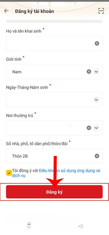 Ấn vào nút Đăng ký