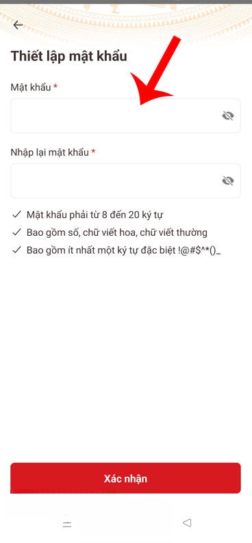 Thiết lập mật khẩu cho tài khoản