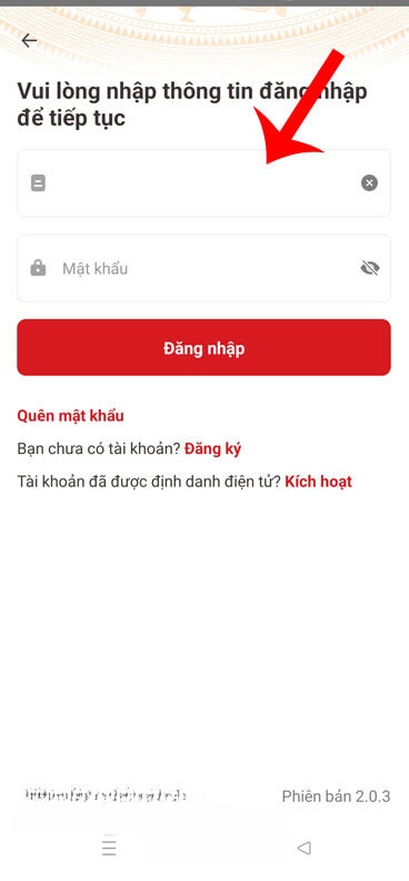 Đăng nhập tài khoản VNeID vừa mới tạo