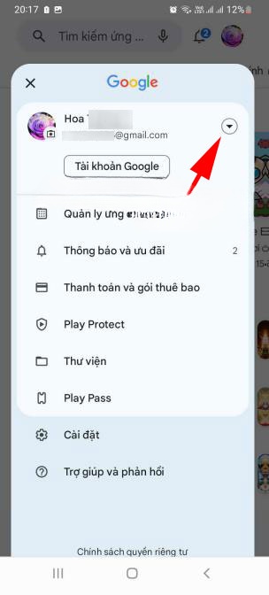  Thêm tài khoản Google Play mới 