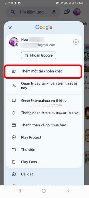  Thêm tài khoản Google Play mới 