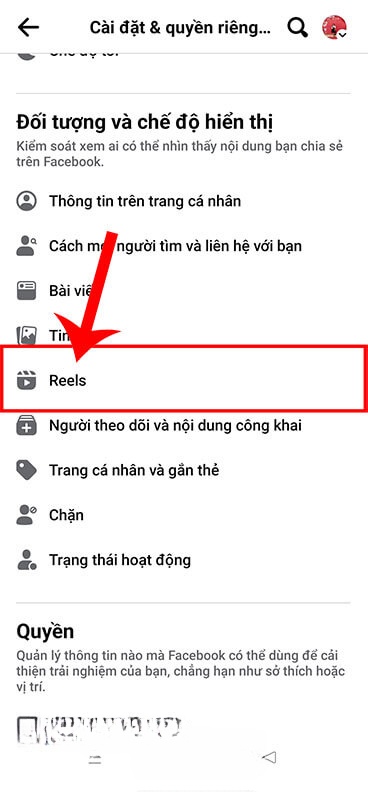 Ấn vào mục Reels