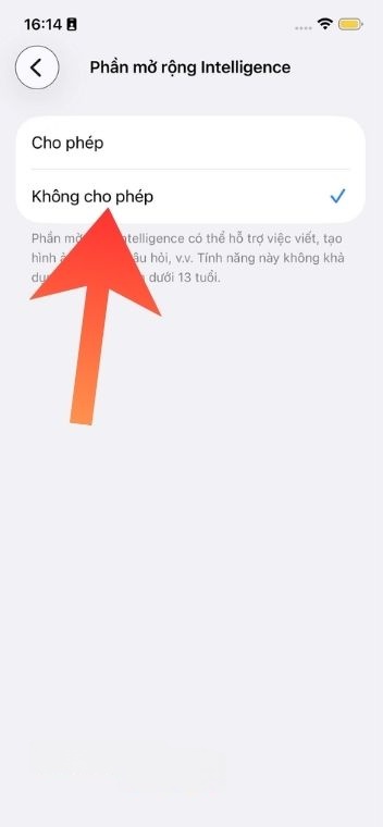 Lực chọn mục Không cho phép
