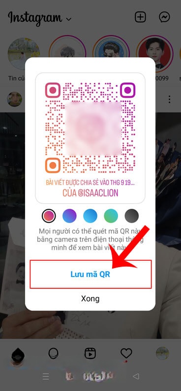 Nhấn vào nút Lưu mã QR