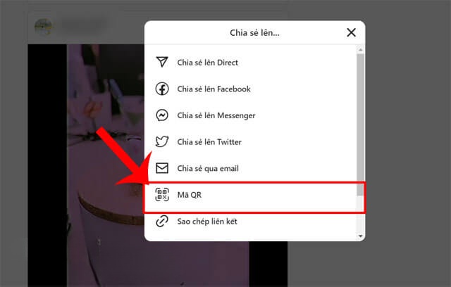 Nhấn vào mục Mã QR