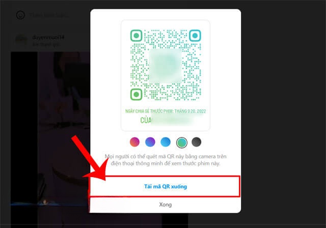 Nhấp chuột vào nút Tải mã QR xuống
