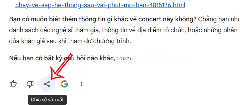 Chọn chia sẻ đoạn chat trên Gemini