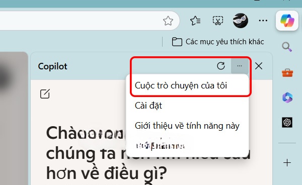 Xem trò chuyện Copilot