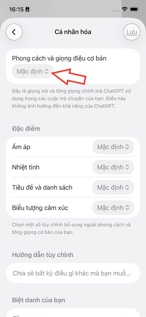 Chỉnh phong cách ChatGPT