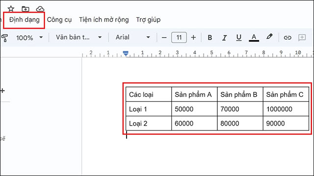  Hướng dẫn chỉnh sửa bảng trên Google Docs 