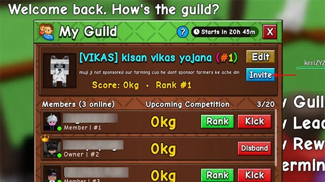 Cách mời người khác vào Guild trong Grow a Garden 2