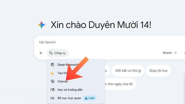 Chọn công cụ Canvas