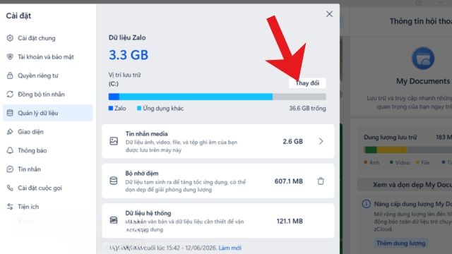 Click chuột vào nút Thay đổi