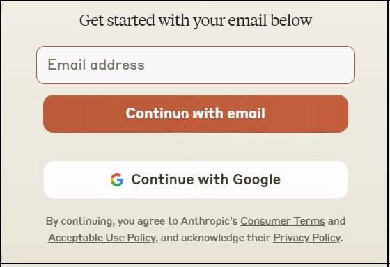 Nhập email đăng ký Claude AI