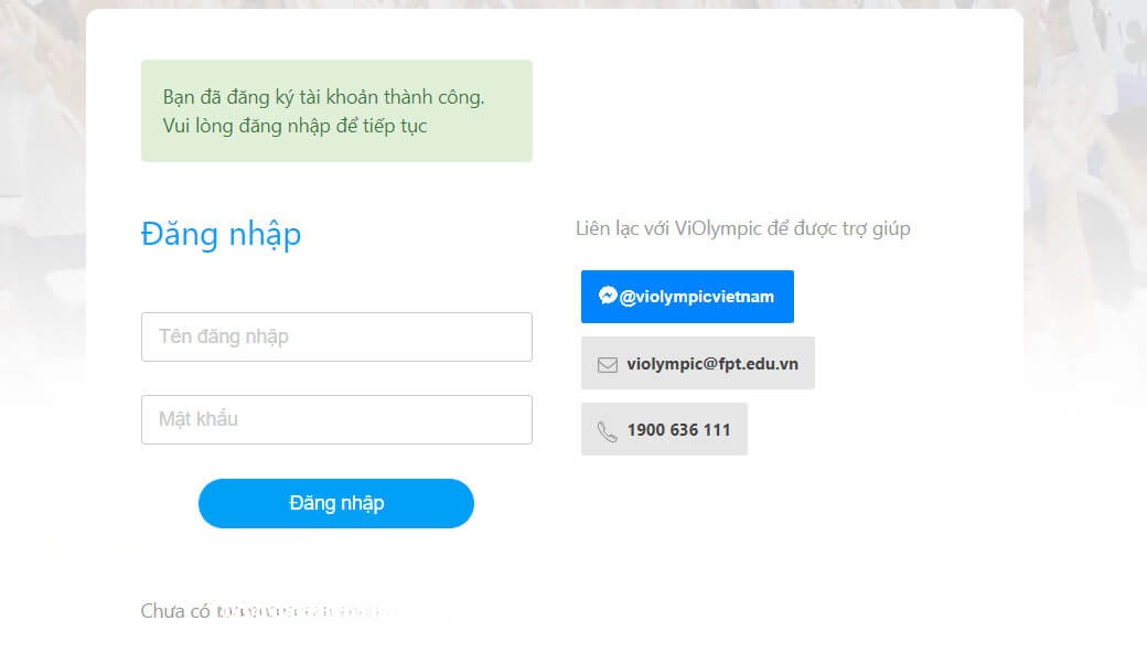 Đăng nhập tài khoản Violympic
