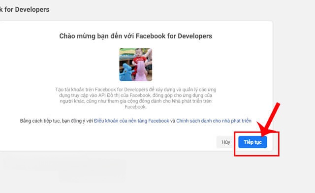 Click chuột vào nút Tiếp tục