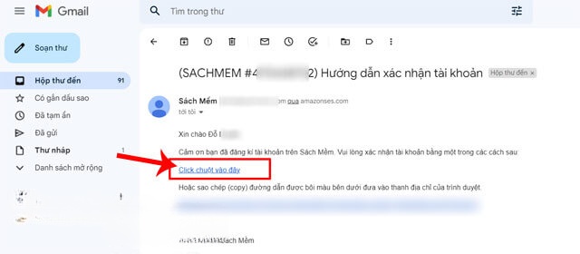 Kiểm tra gmail để kích hoạt tài khoản