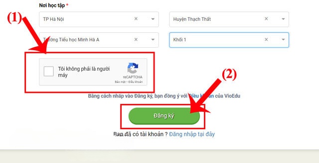 Nhấp chuột vào nút Đăng ký