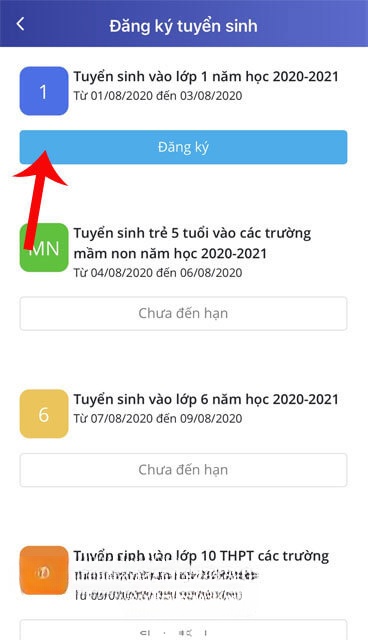 Ấn vào nút Đăng ký