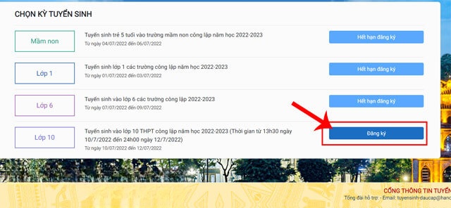 Nhấp chuột vào nút Đăng ký