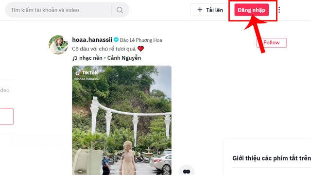 Nhấp chuột vào nút Đăng nhập