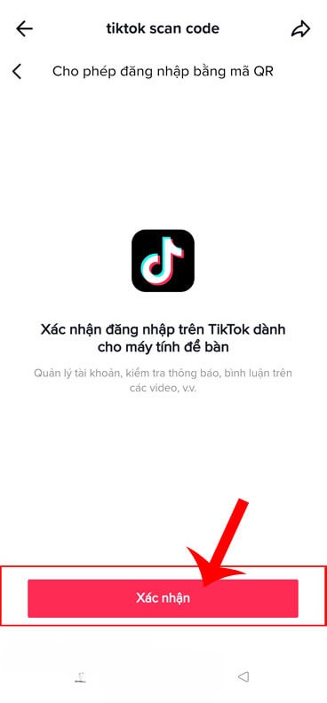 Nhấn vào nút Xác nhận