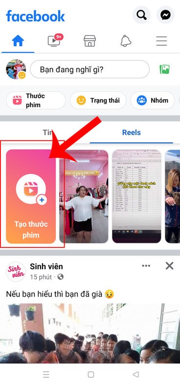 Ấn vào mục Tạo thước phim