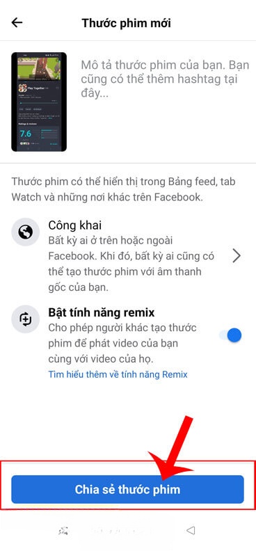 Nhấn vào nút Chia sẻ thước ohim