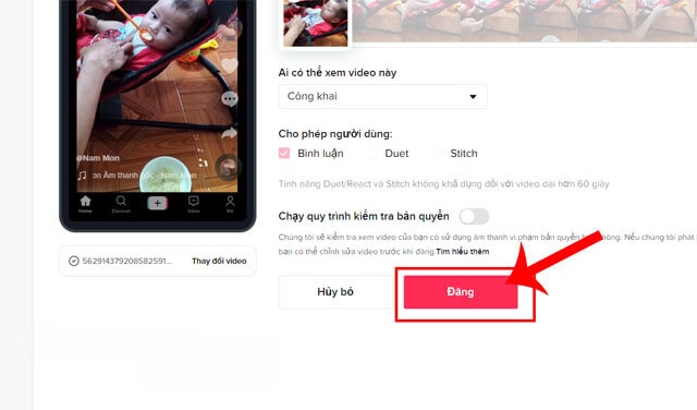 Cick chuột vào nút Đăng