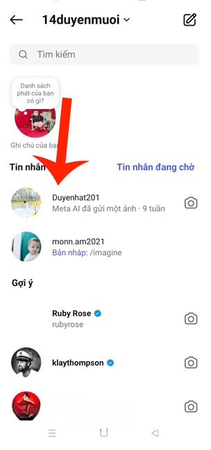 Chọn vào khung trò chuyện