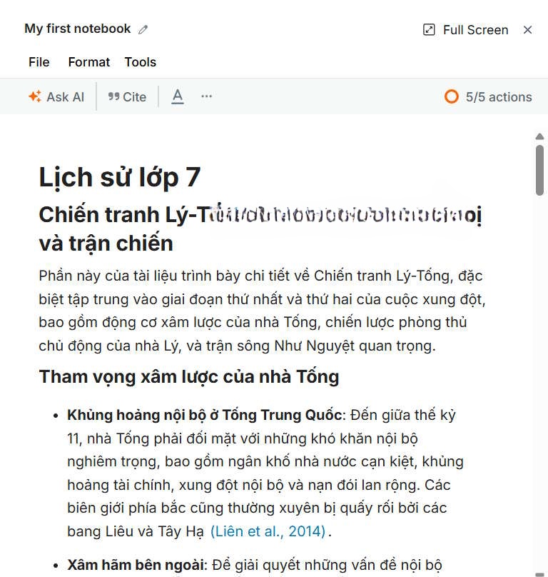 Lưu nội dung vào Notebook trên Scispace