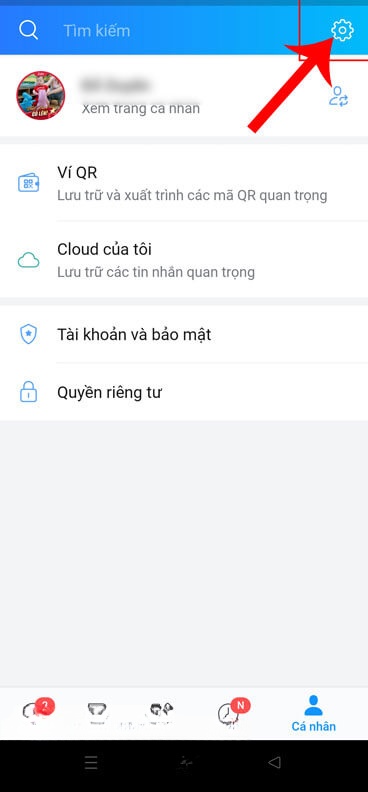 Nhấn vào mục Cài đặt