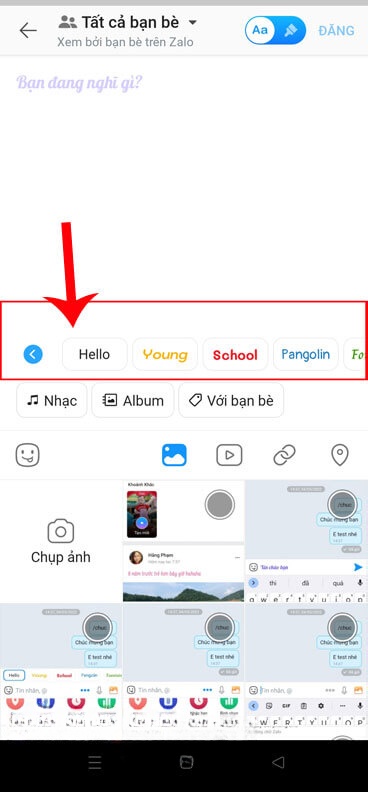 Chọn font chữ