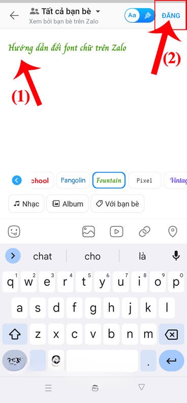 Viết caption và ấn nút Đăng