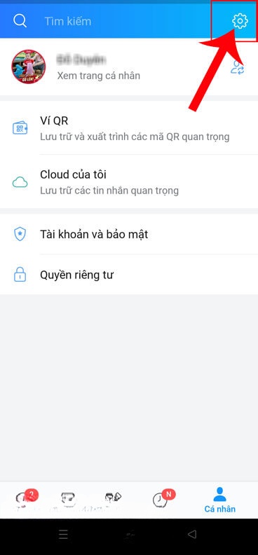 Nhấn vào biểu tượng cài đặt