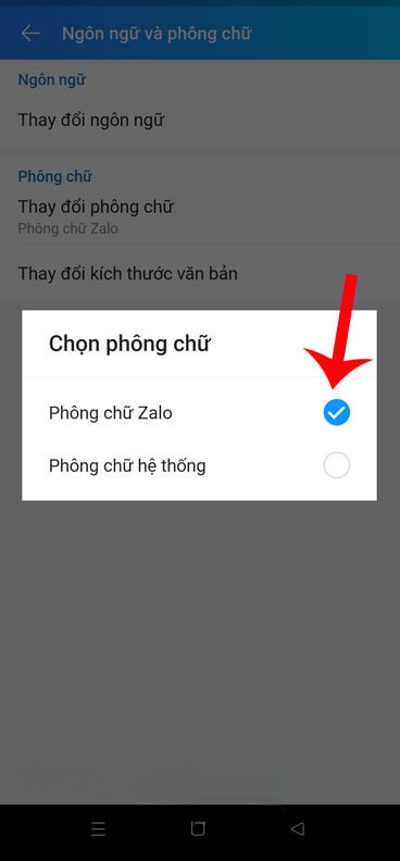 Chọn font chữ