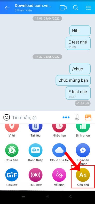 Nhấn vào mục Kiểu chữ Aa