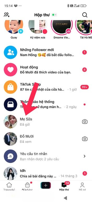 Truy cập vào một cuộc trò chuyện bất kỳ