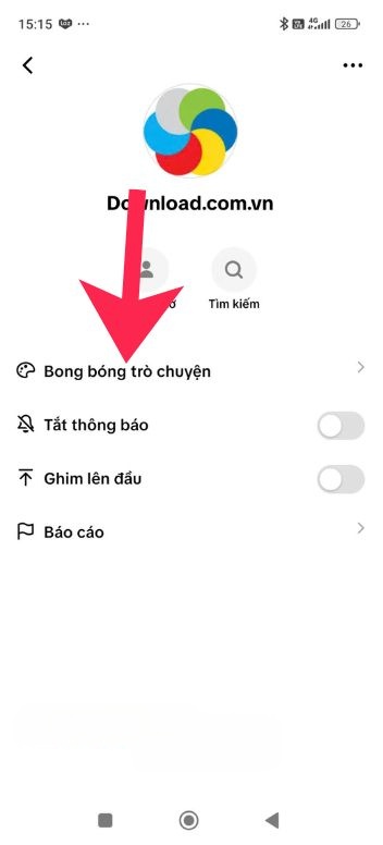 Chạm vào mục Bong bóng trò chuyện